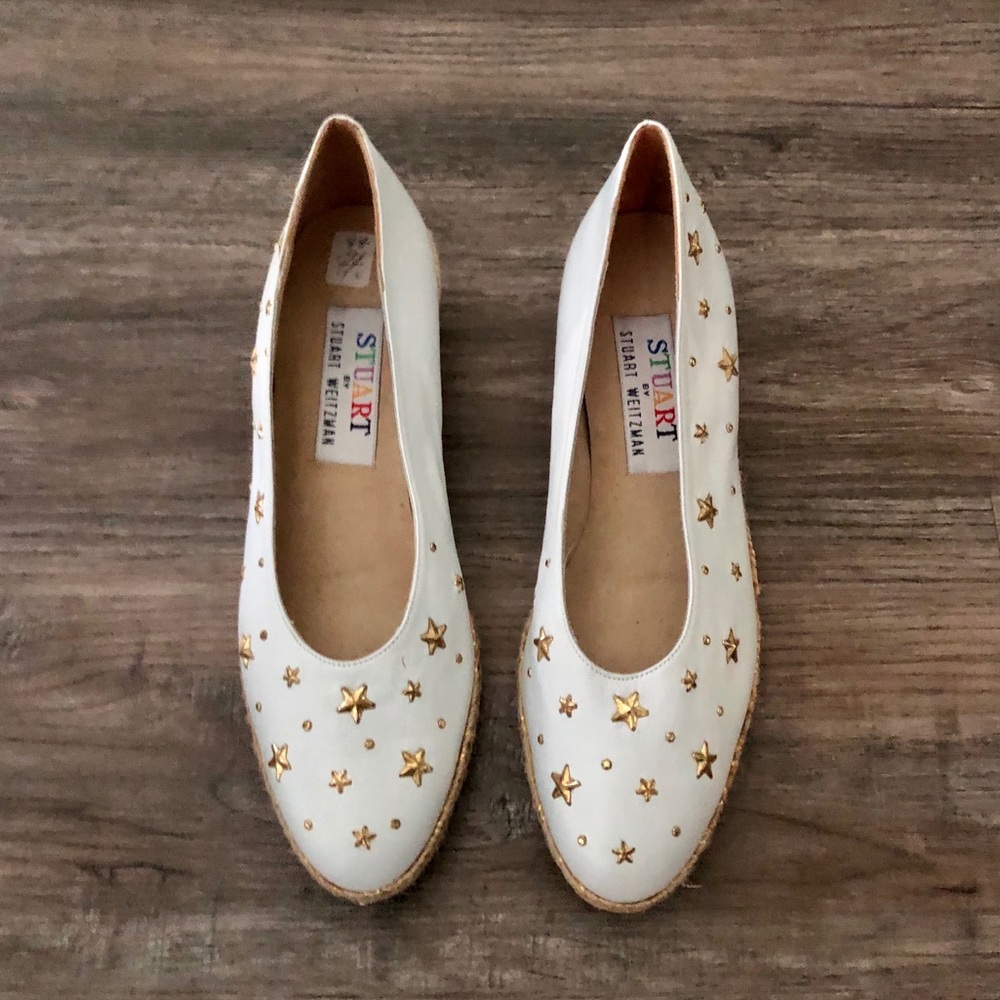 Vintage Stuart Weitzman White Star Wedges - Picture 2 of 11